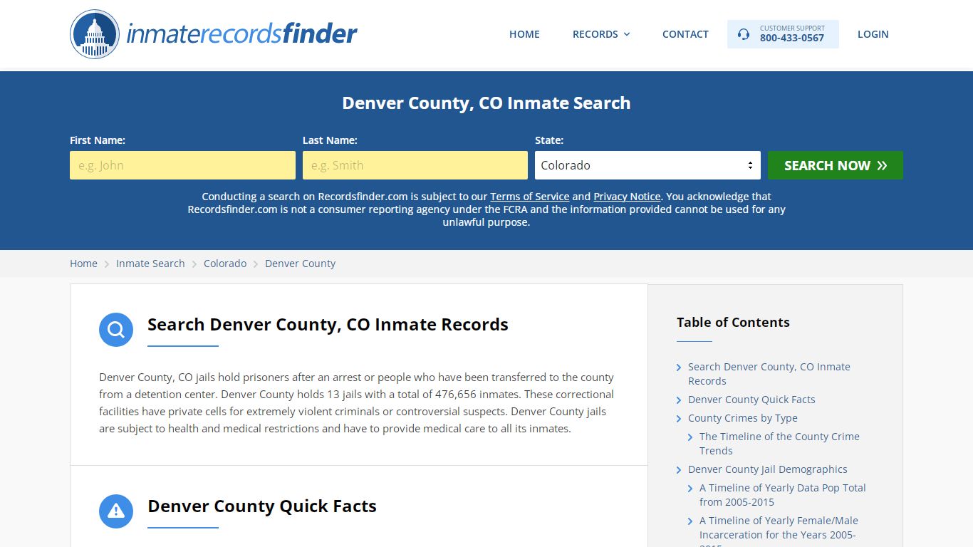 Denver County, CO Inmate Search & County Jail Records