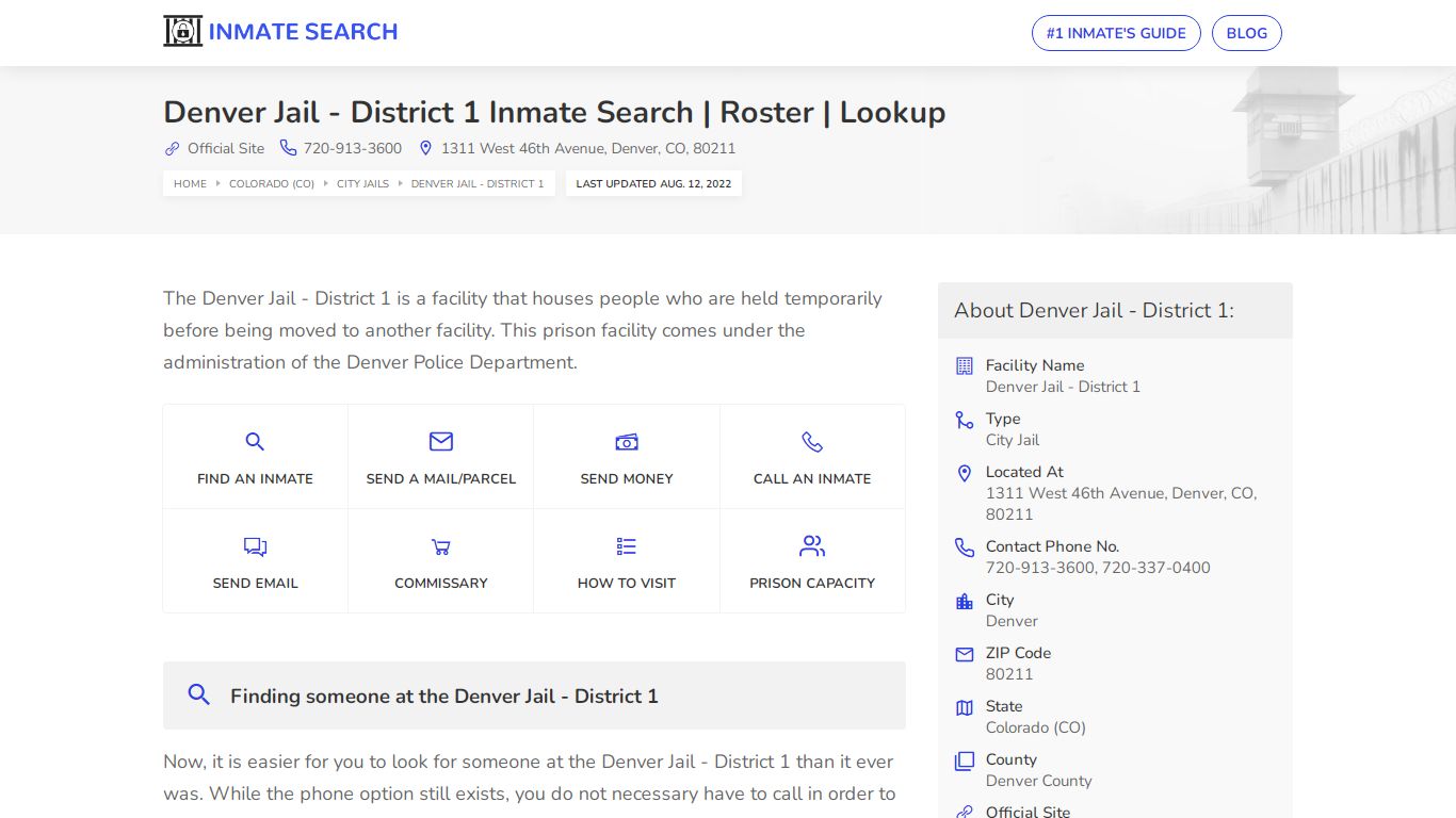 Denver Jail - District 1 Inmate Search | Roster | Lookup